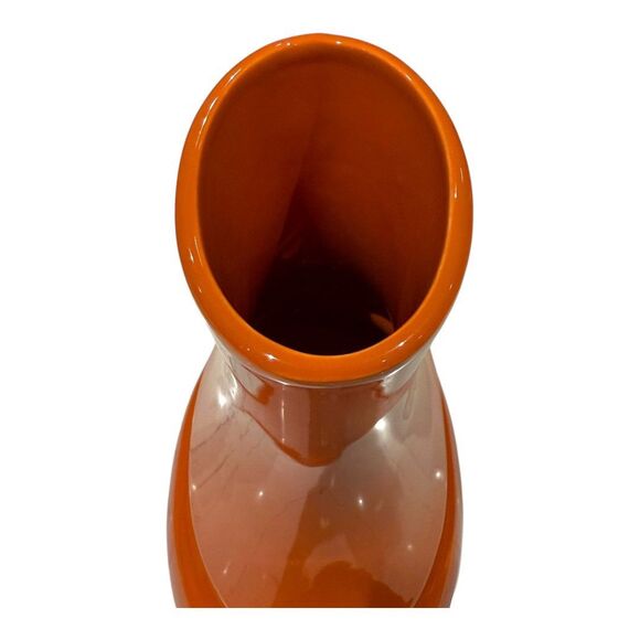 Vtg Global Views Portugal Orange Art Deco Ceramic Bulbous Accent Vase MCM 1991 - Picture 8 of 10